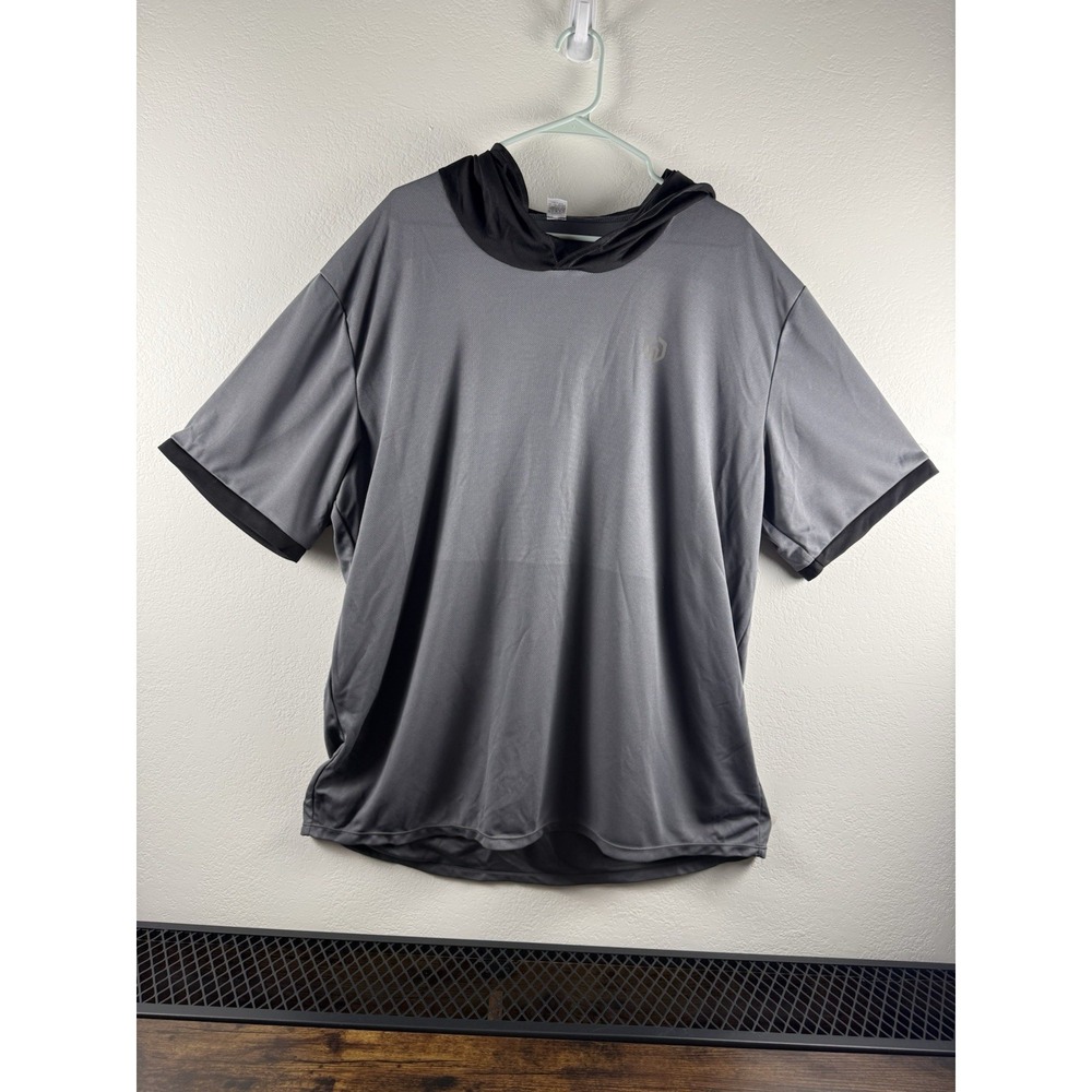 Neleus‎ Mens 3XL Gray Short Sleeve Hoodie Athletic Gym Training Shirt